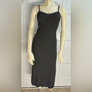Superdry Black Striped Ribbed Long Midi Tank Dress - Size S - EUC - Like New